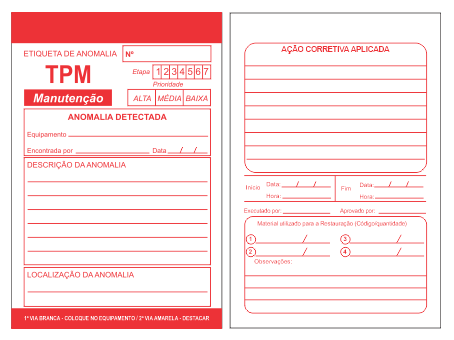Kit Etiqueta de Anomalia KRI0011 Vermelha